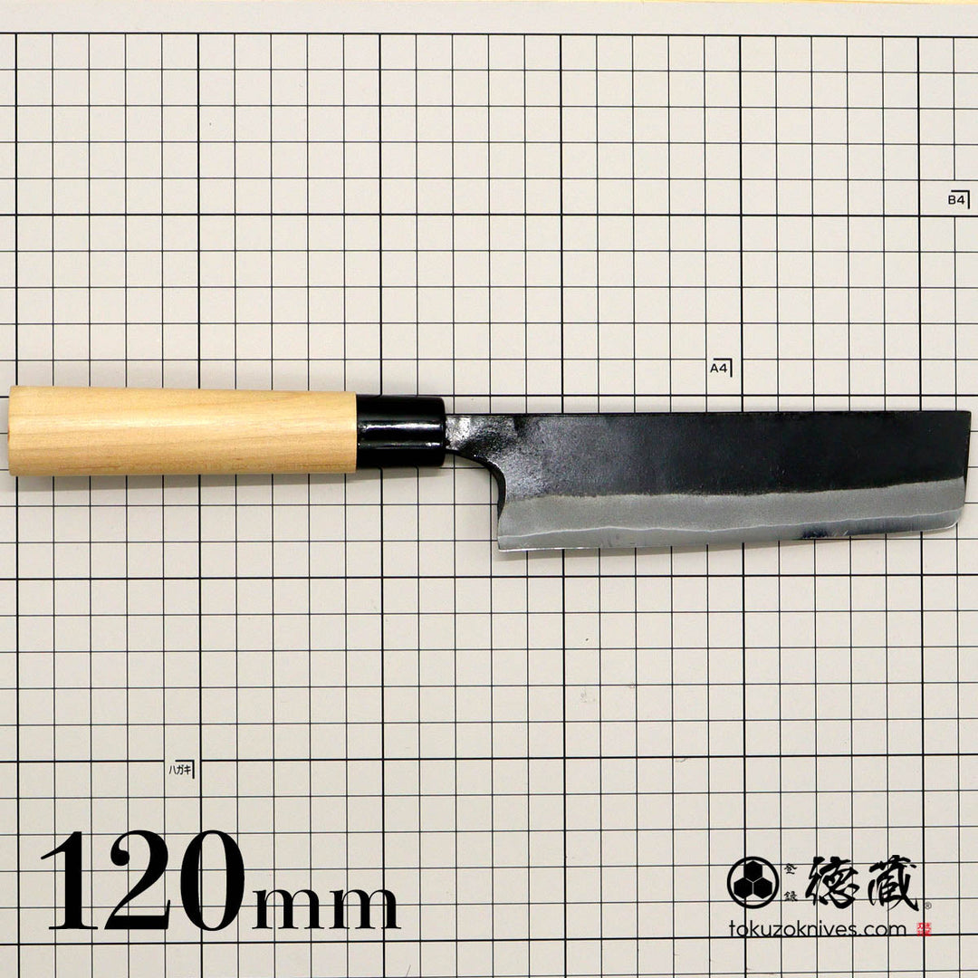 Tokuzo Carbon White Steel Black Finish Nakiri Knife Sakura Handle