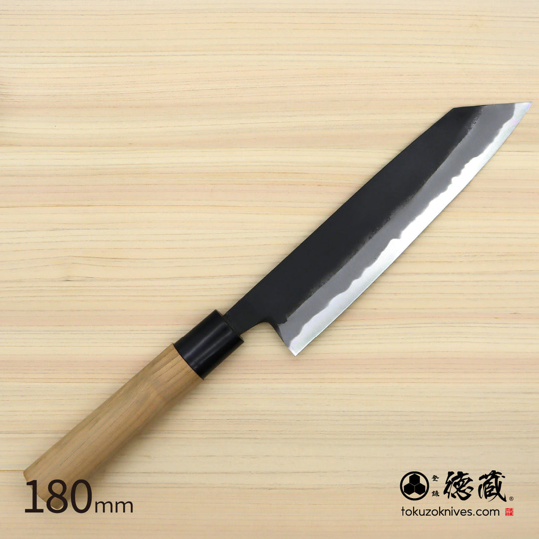 Tokuzo Carbon White Steel No. 2 Black Finish Kiritsuke Knife Sakura Handle