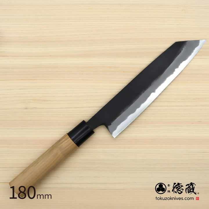 Tokuzo Carbon White Steel No. 2 Black Finish Kiritsuke Knife Sakura Handle