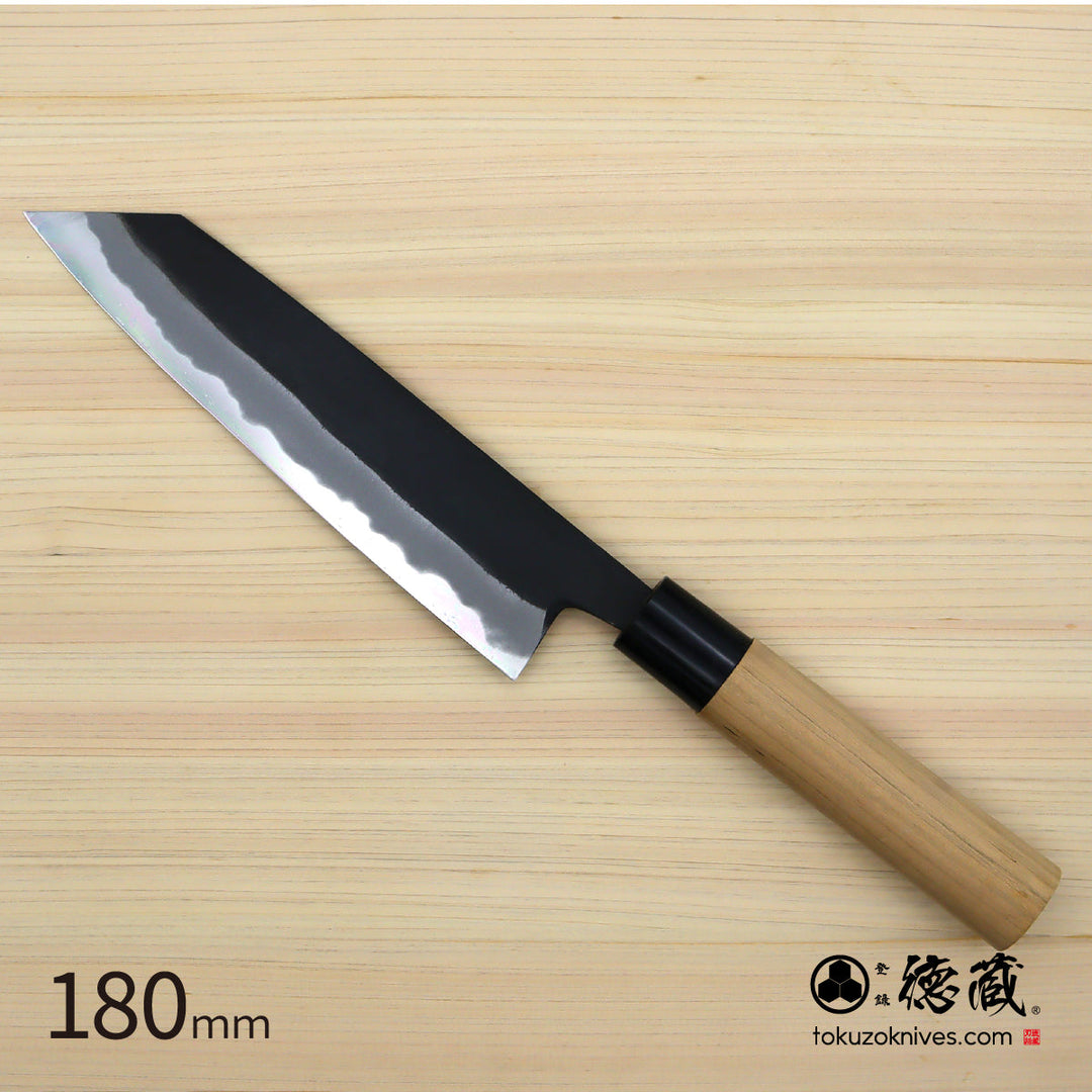 Tokuzo Carbon White Steel No. 2 Black Finish Kiritsuke Knife Sakura Handle