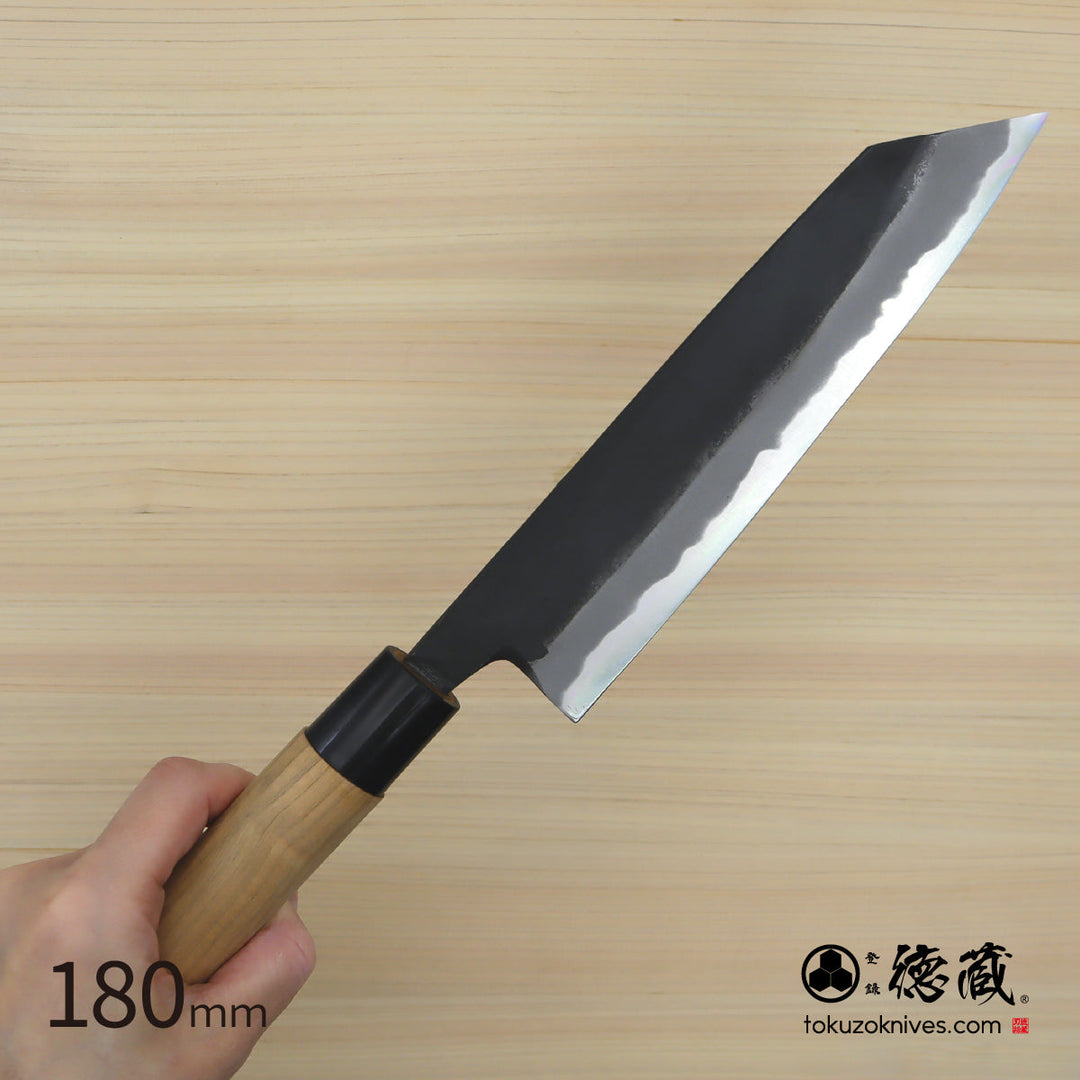 Tokuzo Carbon White Steel No. 2 Black Finish Kiritsuke Knife Sakura Handle