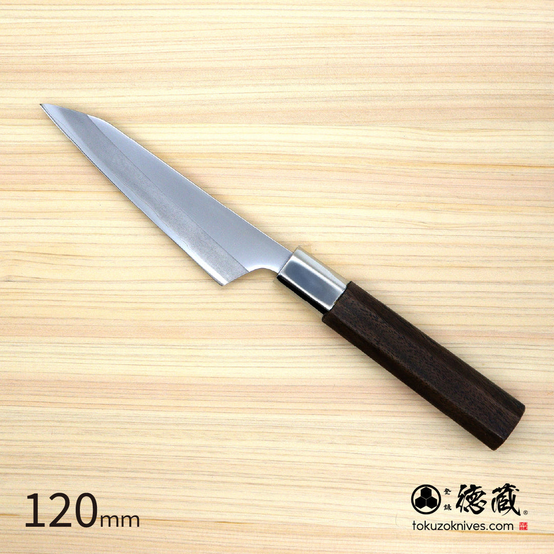 Stainless Silver Steel No. 3 Mirror Finish Petty / Paring Knife Walnut Octagonal Handle