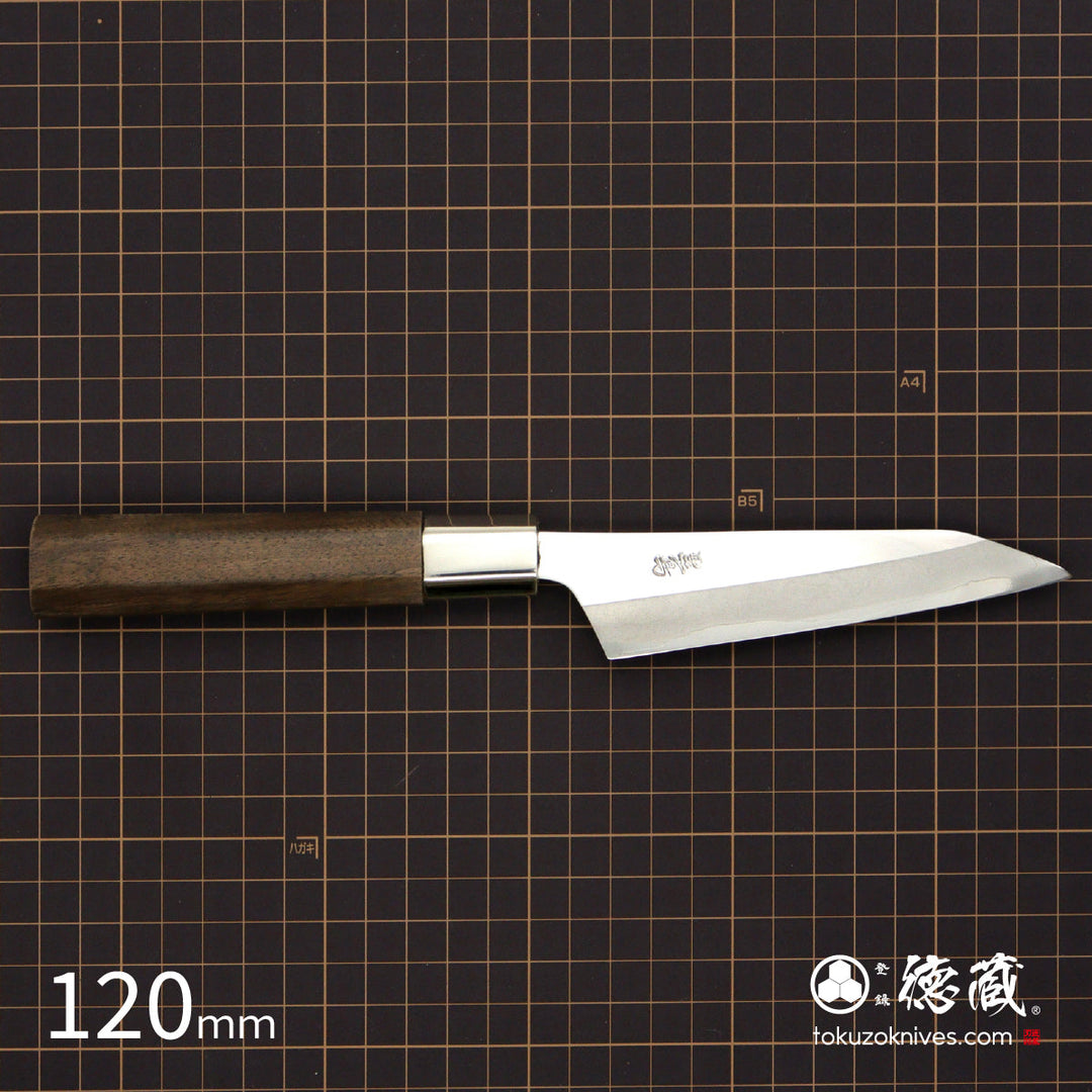 Stainless Silver Steel No. 3 Mirror Finish Petty / Paring Knife Walnut Octagonal Handle