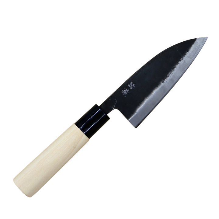 Carbon White Steel No. 2 Black Finish Deba Knife (Fish Knife) Magnolia Handle
