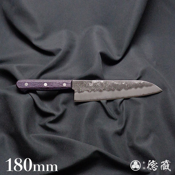 Stainless Silver Steel No. 3 Pearskin Finish Santoku Knife Purple Handle