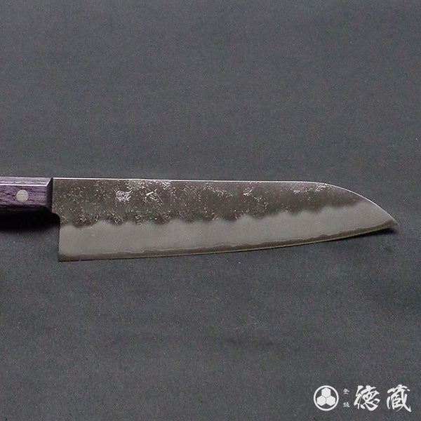 Stainless Silver Steel No. 3 Pearskin Finish Santoku Knife Purple Handle