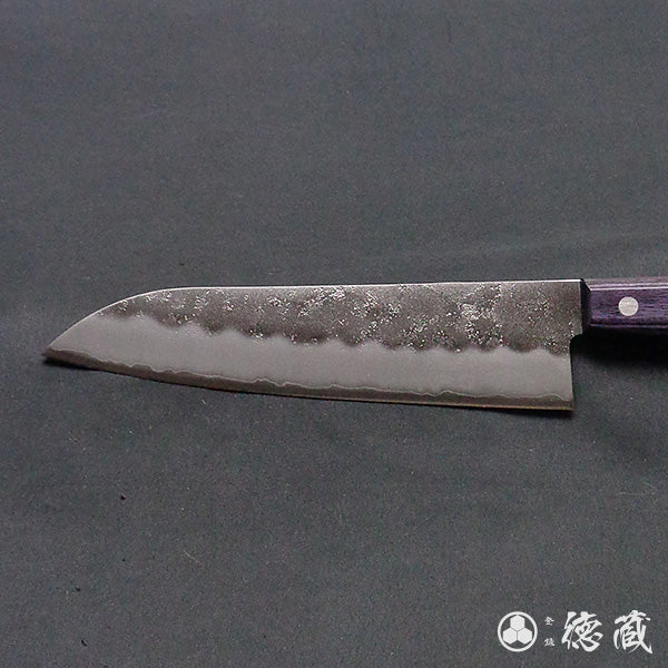Stainless Silver Steel No. 3 Pearskin Finish Santoku Knife Purple Handle