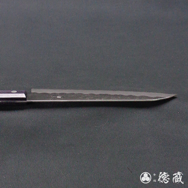 Stainless Silver Steel No. 3 Pearskin Finish Santoku Knife Purple Handle