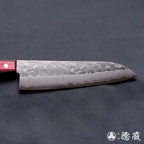 Stainless Silver Steel No. 3 Pearskin Finish Santoku Knife Red Handle