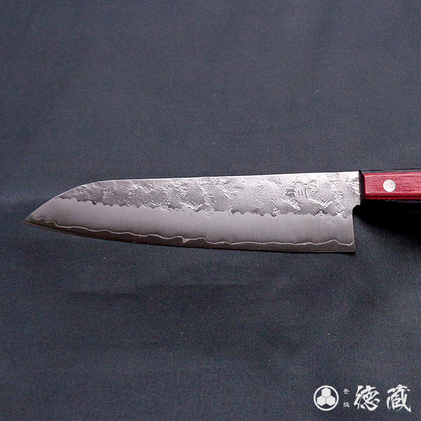 Stainless Silver Steel No. 3 Pearskin Finish Santoku Knife Red Handle