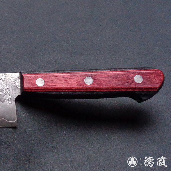 Stainless Silver Steel No. 3 Pearskin Finish Santoku Knife Red Handle