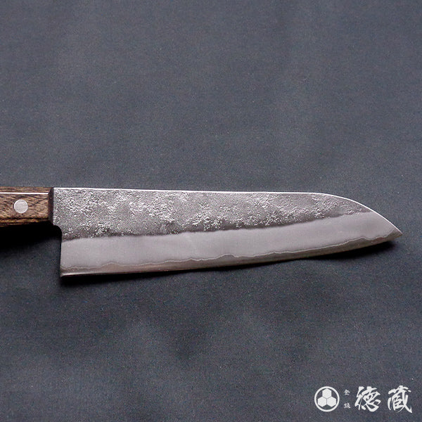 Stainless Silver Steel No. 3 Pearskin Finish Santoku Knife Dark Brown Handle