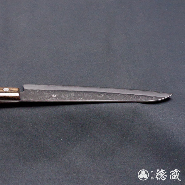 Stainless Silver Steel No. 3 Pearskin Finish Santoku Knife Dark Brown Handle