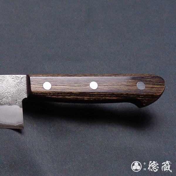 Stainless Silver Steel No. 3 Pearskin Finish Santoku Knife Dark Brown Handle