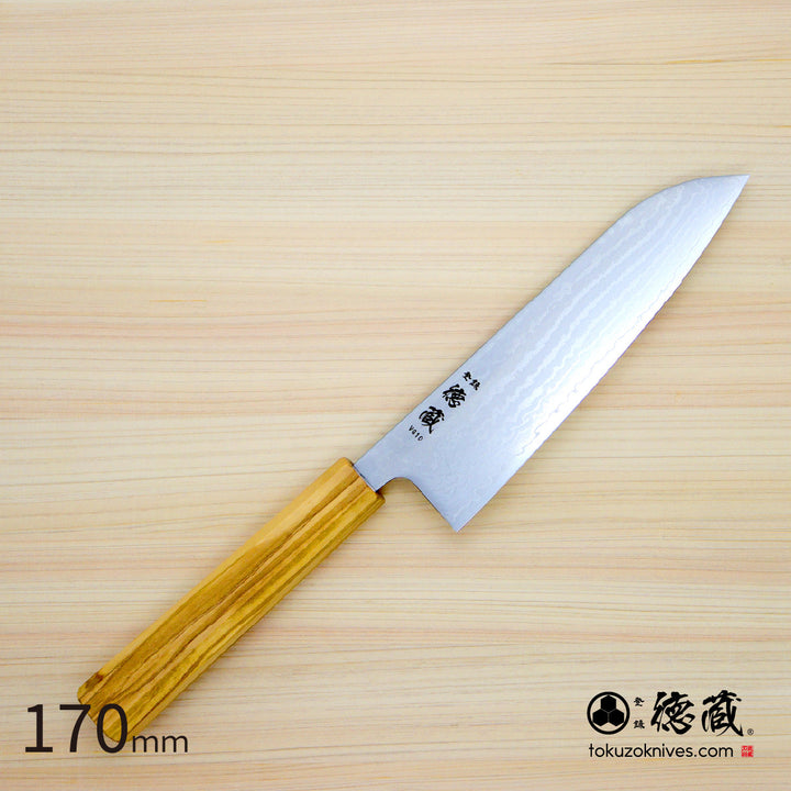 Stainless VG10 Santoku Knife Damascus Steel Olive Wood Handle