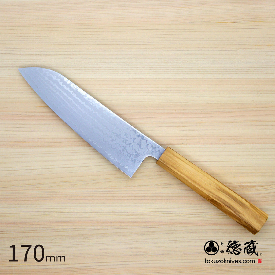 Stainless VG10 Santoku Knife Damascus Steel Olive Wood Handle
