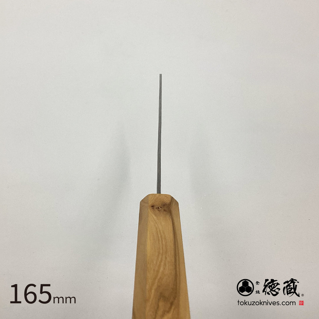 Stainless Silver Steel No. 3 Nakiri Knife Pearskin Finish Olive Wood Handle