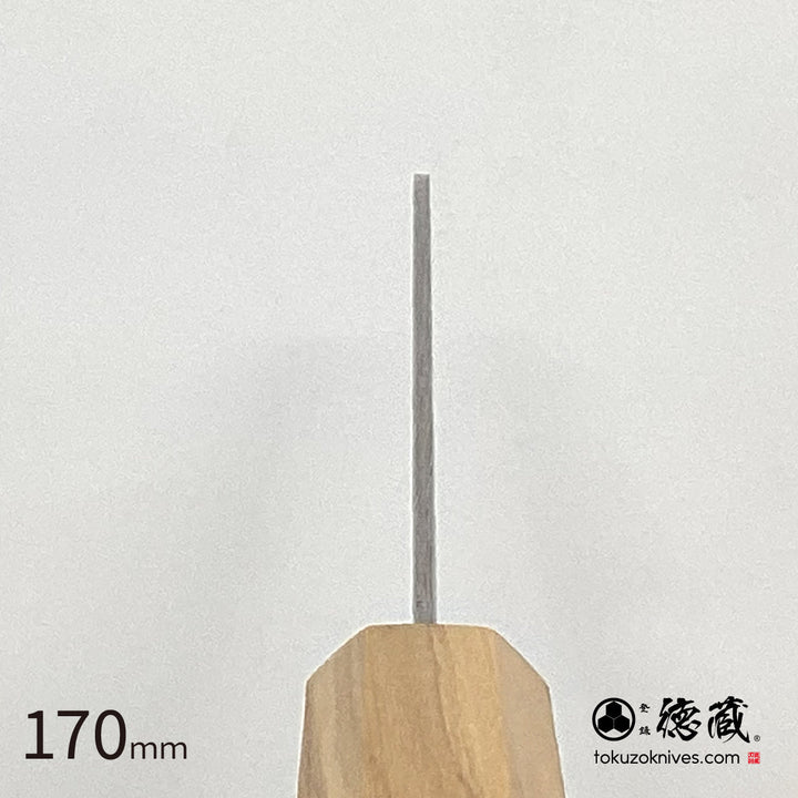 Stainless Silver Steel No. 3 Santoku Knife Pearskin Finish Olive Wood Handle