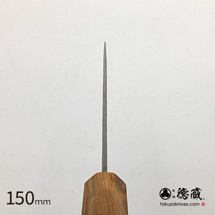 Stainless Silver Steel No. 3 Small Santoku Knife Pearskin Finish Olive Wood Handle