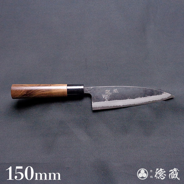 Carbon Blue Steel No. 2 Black Finish Funayuki Knife Walnut Handle