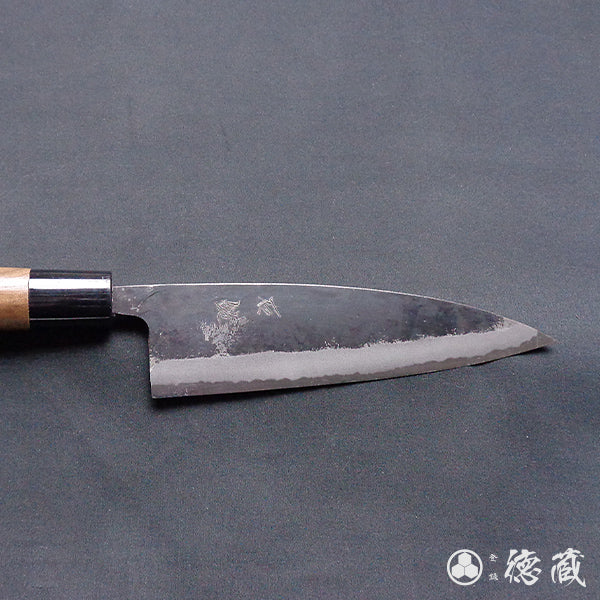 Carbon Blue Steel No. 2 Black Finish Funayuki Knife Walnut Handle
