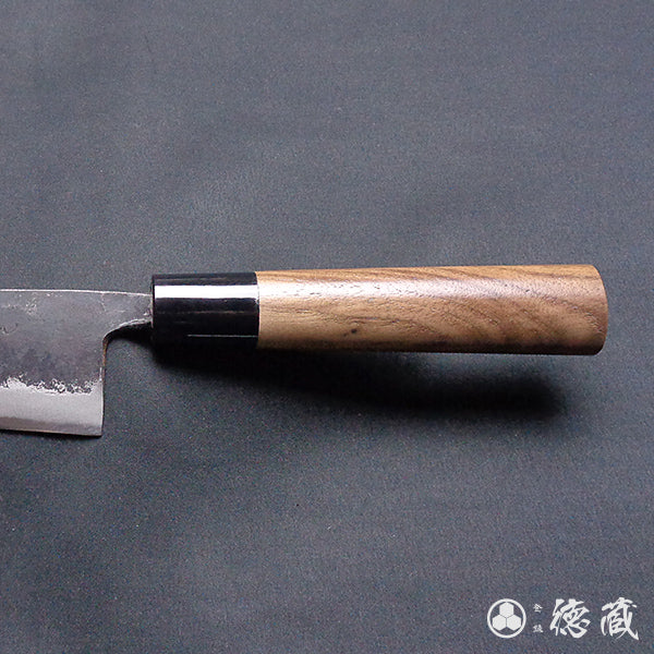 Carbon Blue Steel No. 2 Black Finish Funayuki Knife Walnut Handle