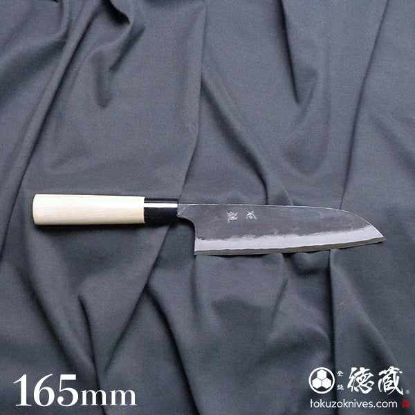 Carbon White Steel No. 1 Black Finish Santoku Knife Magnolia Handle