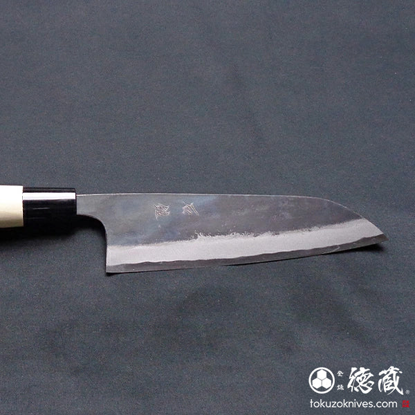 Carbon White Steel No. 1 Black Finish Santoku Knife Magnolia Handle
