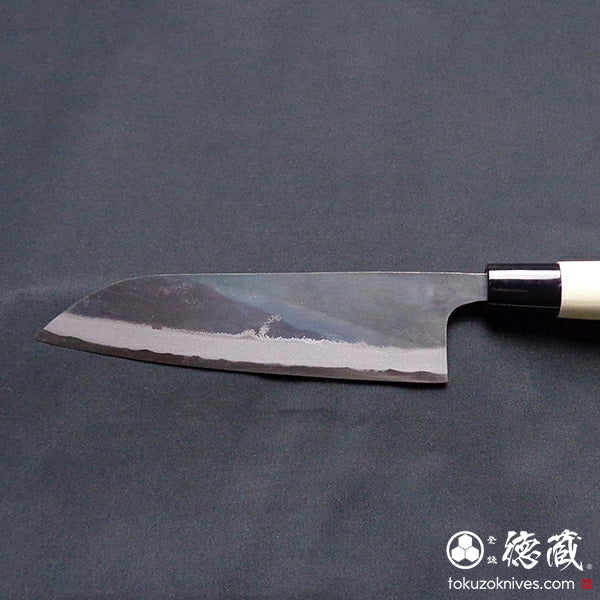 Carbon White Steel No. 1 Black Finish Santoku Knife Magnolia Handle