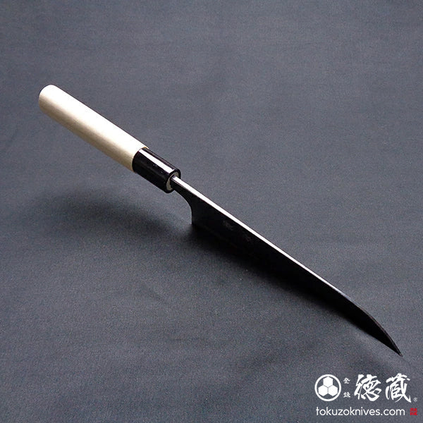Carbon White Steel No. 1 Black Finish Santoku Knife Magnolia Handle