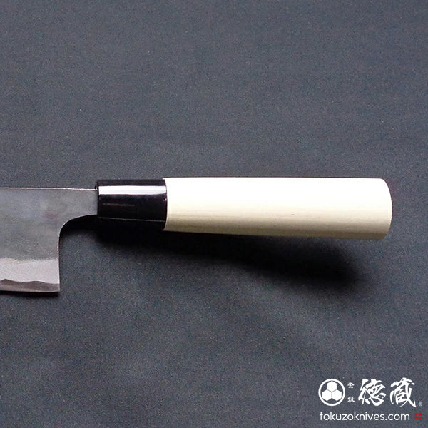 Carbon White Steel No. 1 Black Finish Santoku Knife Magnolia Handle