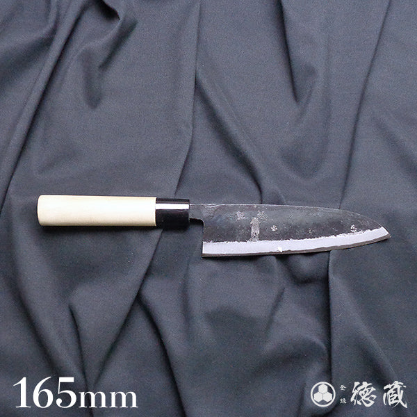 Carbon Blue Steel No. 2 Black Finish Santoku Knife Magnolia Handle