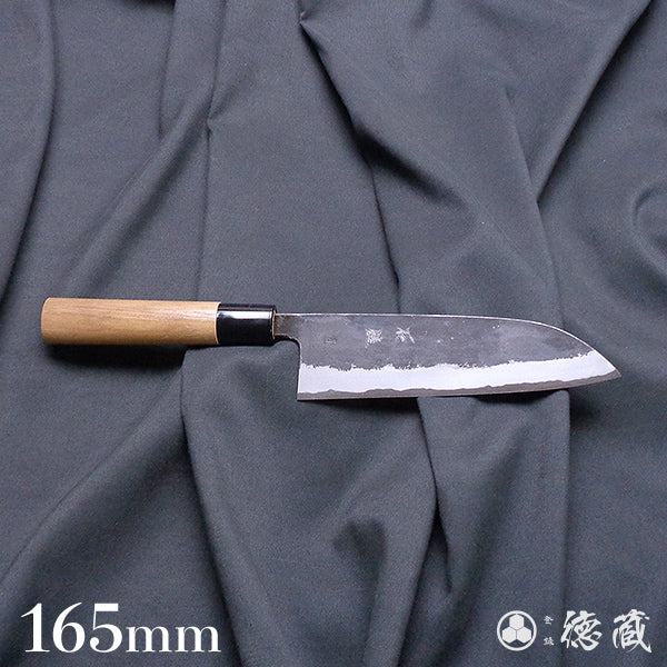 Carbon Blue Steel No. 1 Black Finish Santoku Knife Walnut Handle