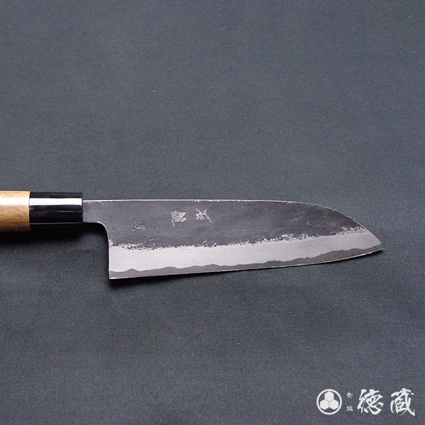 Carbon Blue Steel No. 1 Black Finish Santoku Knife Walnut Handle