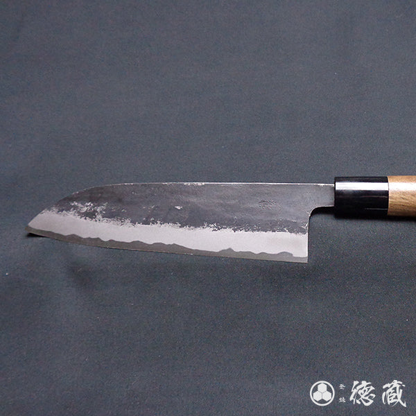 Carbon Blue Steel No. 1 Black Finish Santoku Knife Walnut Handle
