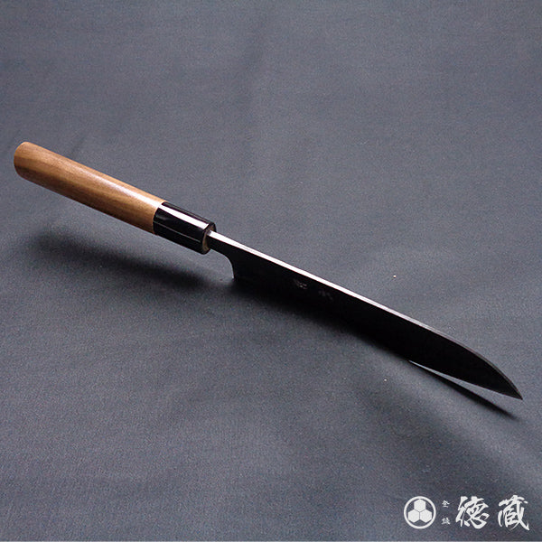 Carbon Blue Steel No. 1 Black Finish Santoku Knife Walnut Handle