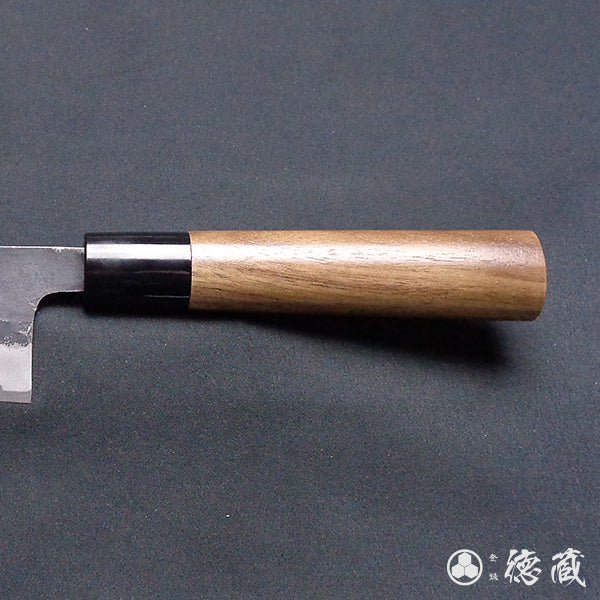Carbon Blue Steel No. 1 Black Finish Santoku Knife Walnut Handle
