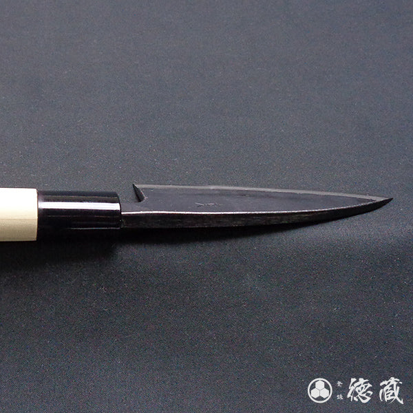 Carbon Blue Steel No. 2 Black Finish Small Deba Knife (Fish Knife) Magnolia Handle