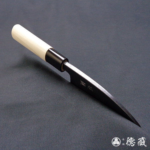 Carbon Blue Steel No. 2 Black Finish Small Deba Knife (Fish Knife) Magnolia Handle