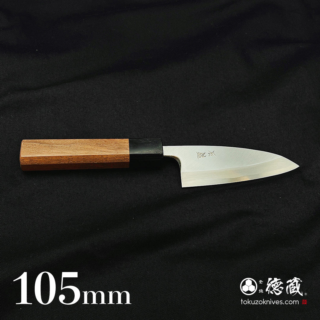 Carbon Blue Steel No. 2 Polished Finish Thick Deba Knife Walnut Octagonal Handle