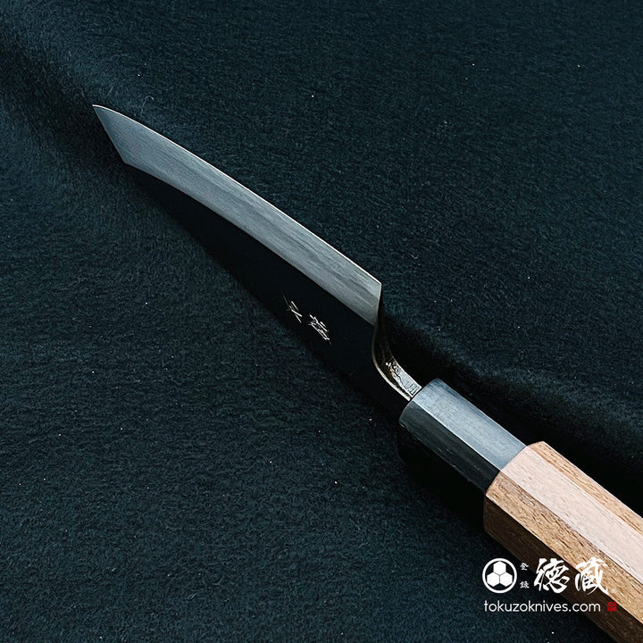 Carbon Blue Steel No. 2 Polished Finish Thick Deba Knife Walnut Octagonal Handle