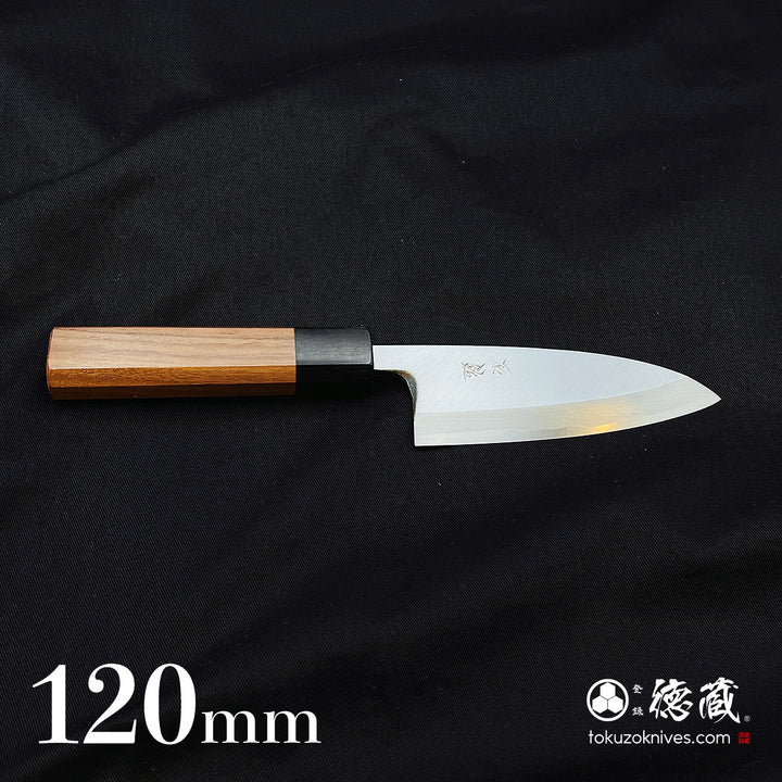 Carbon Blue Steel No. 2 Polished Finish Thick Deba Knife Walnut Octagonal Handle