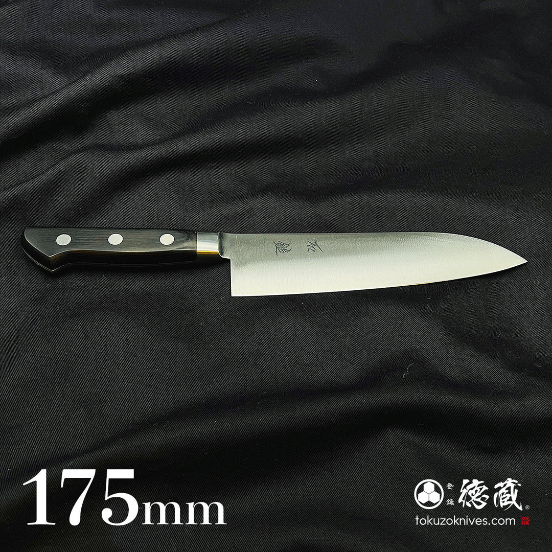 Stainless VG1 Santoku Knife Black Handle