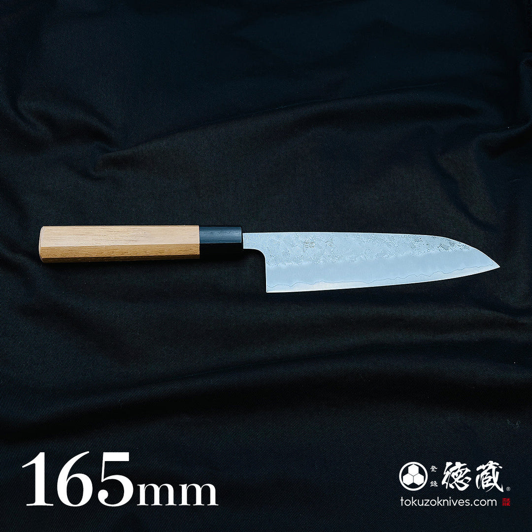 Stainless Silver Steel No. 3 Pearskin Finish Santoku Knife Walnut Octagonal Handle