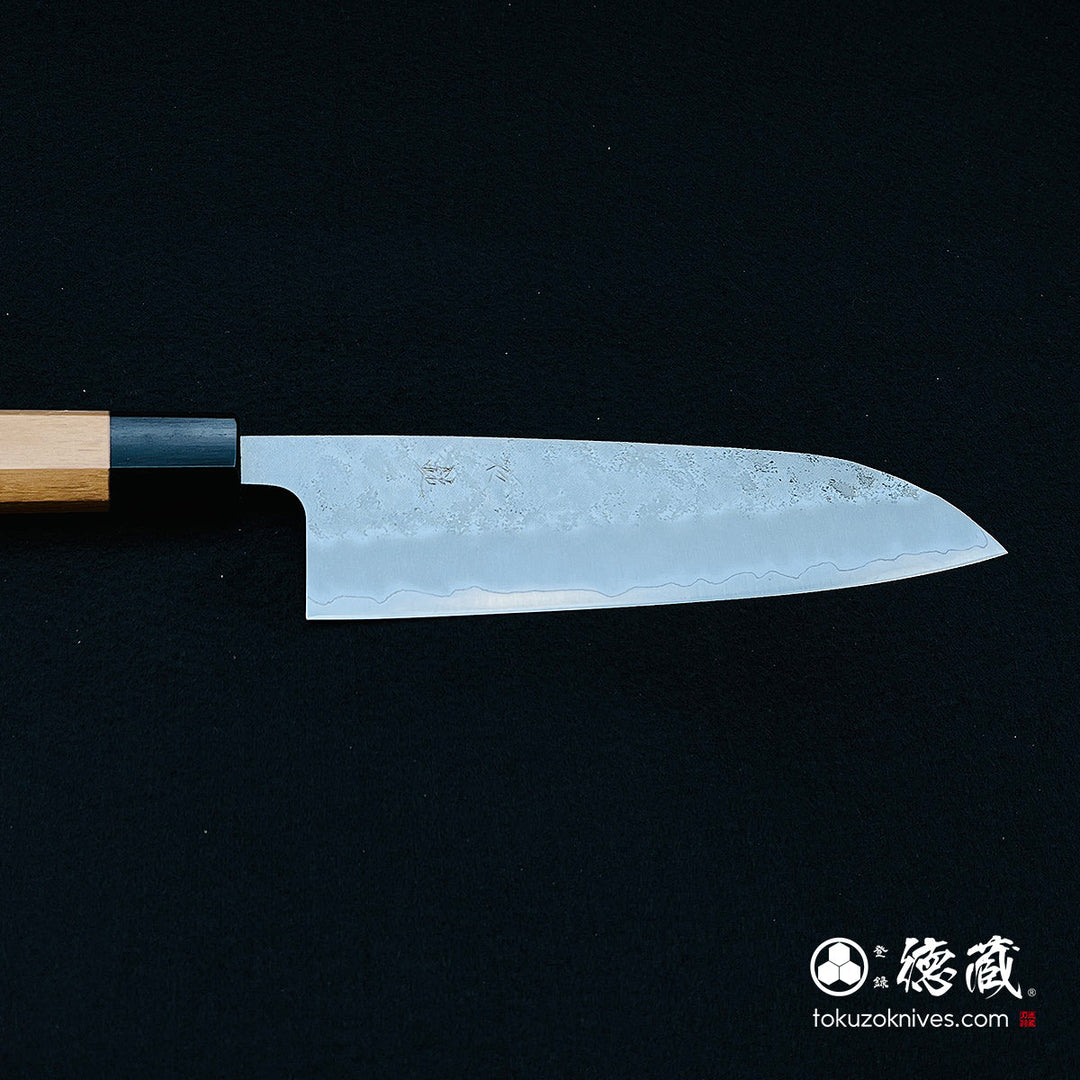 Stainless Silver Steel No. 3 Pearskin Finish Santoku Knife Walnut Octagonal Handle