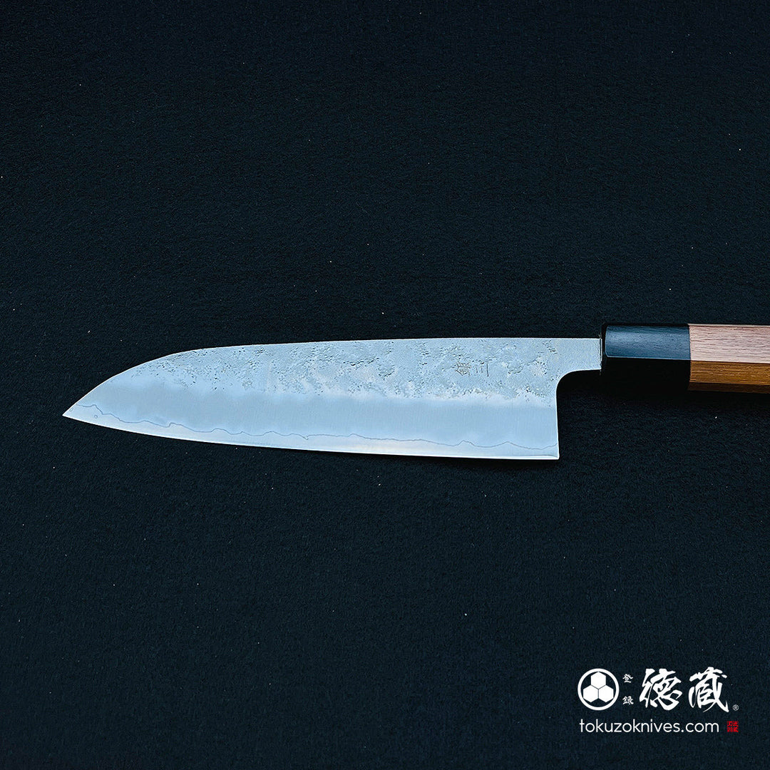 Stainless Silver Steel No. 3 Pearskin Finish Santoku Knife Walnut Octagonal Handle