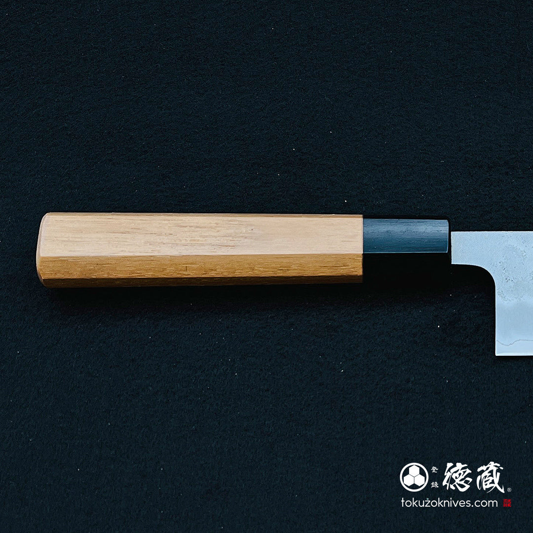 Stainless Silver Steel No. 3 Pearskin Finish Santoku Knife Walnut Octagonal Handle