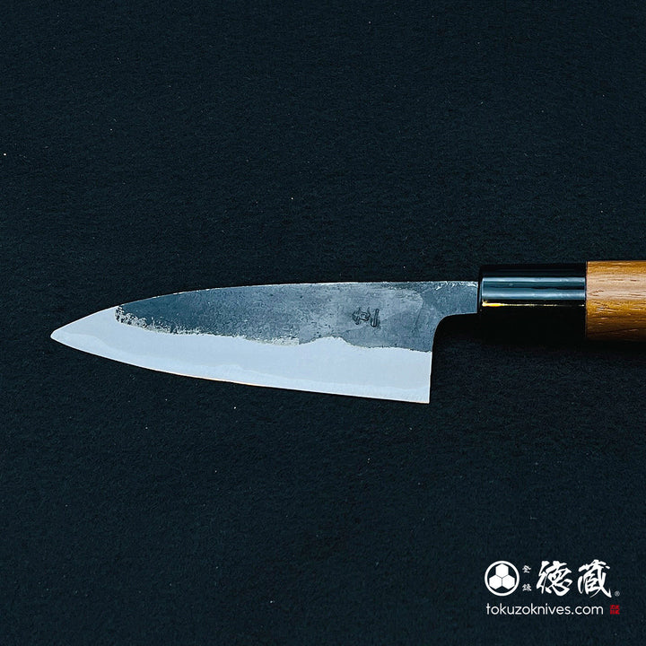 Carbon Blue Steel No. 1 Black Finish Mini Santoku Knife Walnut Handle