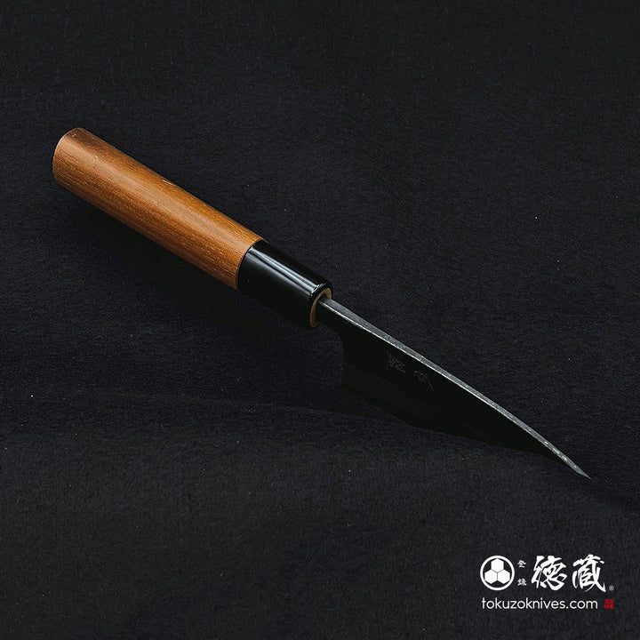 Carbon Blue Steel No. 1 Black Finish Mini Santoku Knife Walnut Handle