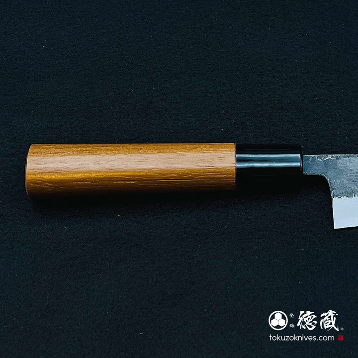 Carbon Blue Steel No. 1 Black Finish Mini Santoku Knife Walnut Handle